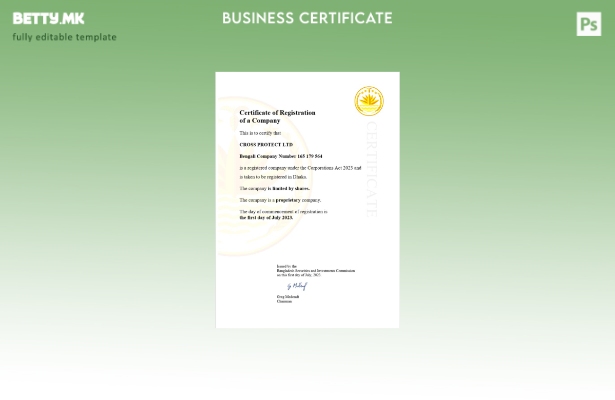 модерен стил Бангладеш сертификат за регистрација Шаблон за Word и PDF